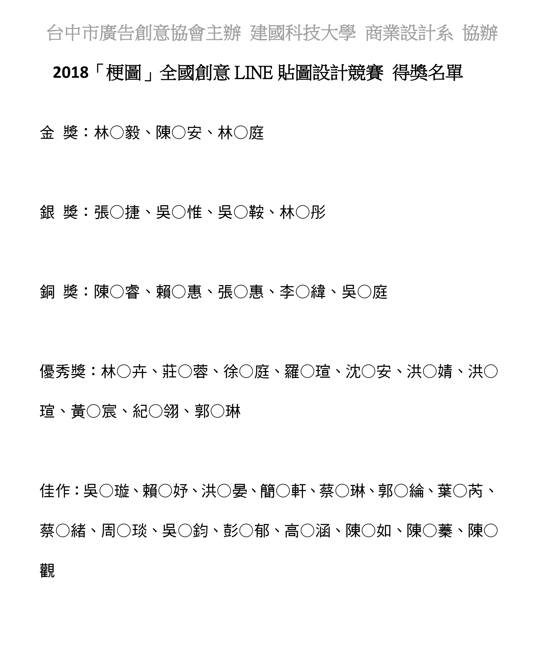 圖檔：2018【梗圖】LINE貼圖設計競賽得獎名單